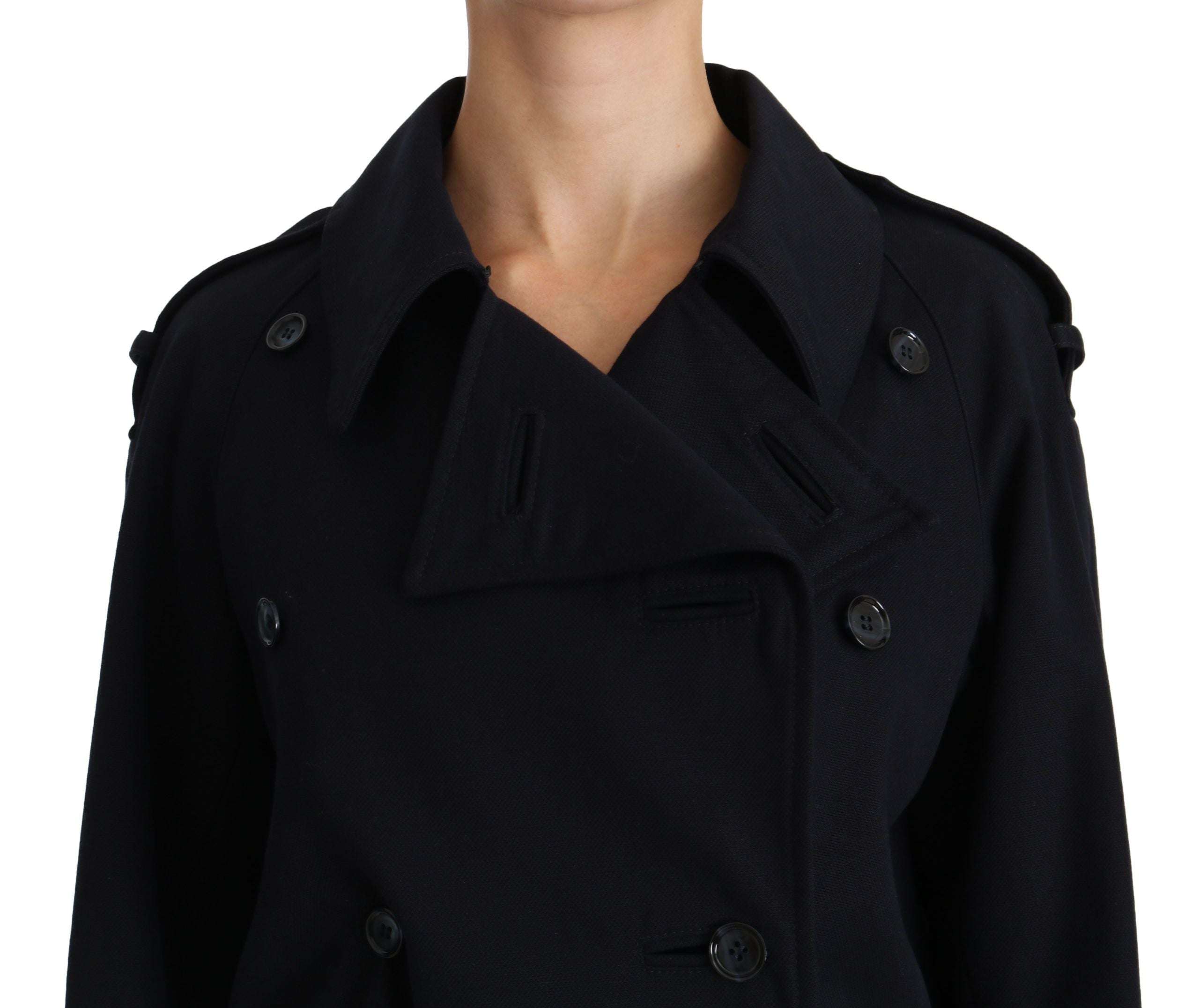 Dolce & Gabbana Coat Blue Cotton Women Trench Coat